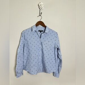 Banana Republic striped blue "love" printed button down size SM quinn boy fit